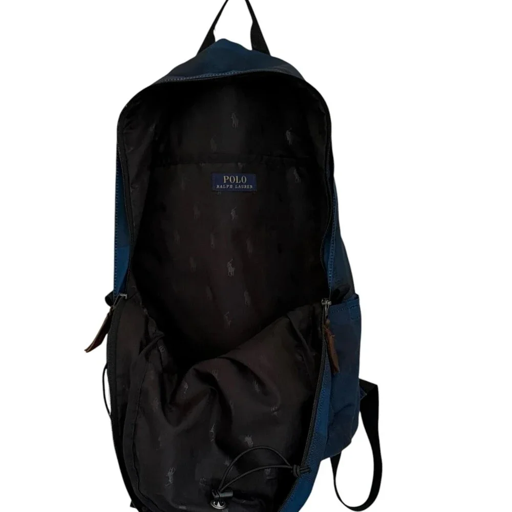 Polo Ralph Lauren Blue Plaid Backpack Bookbag Laptop School Travel Bag